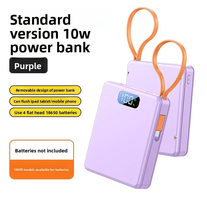 Power Bank Cases 10W Battery Holder Portable 22.5W Type C Fast Charging Shell for iPhone Xiaomi With Charging Cable