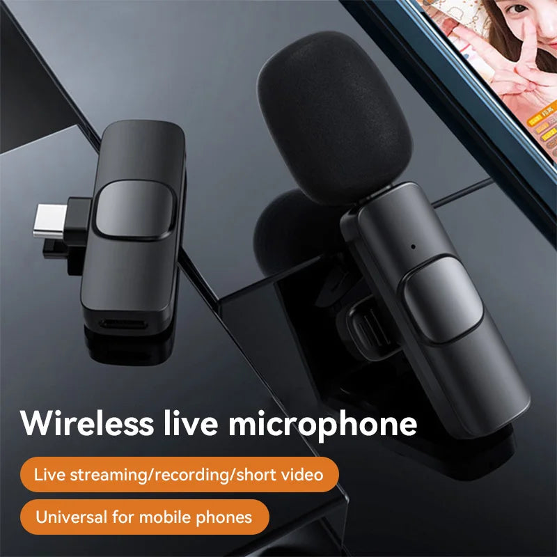 Portable Mini Wireless Lavalier Microphone K8 Intelligent Noise Reduction Audio Video Recording Live Broadcast for Phone