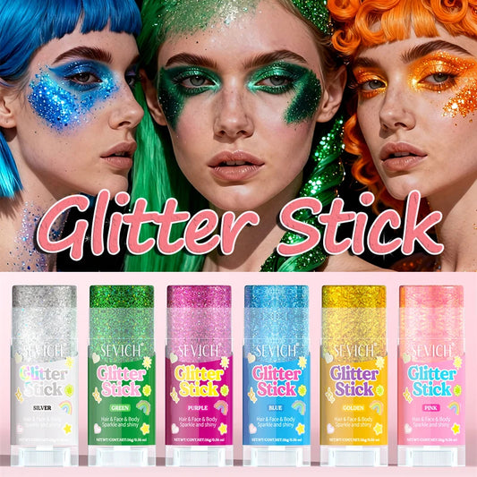 6 color Glitter Sequin Stick Multifunctional Face Lip Hair Body Sequins Glitter Cream Hair Glitter Music Festival Stage Makeup
