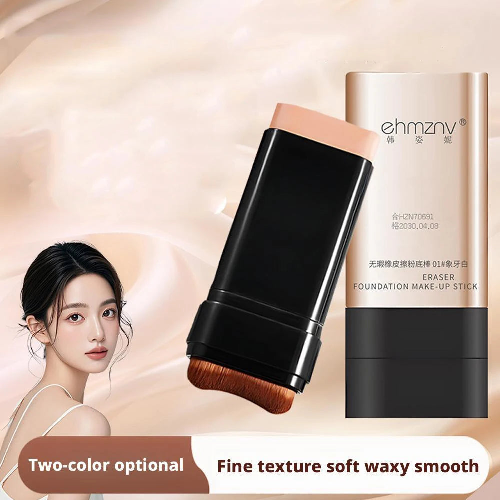Flawless Eraser Foundation Stick,Korean Hydrating Lightweight Foundation Stick with Brush, Waterproof Thin and Cover Blemishes
