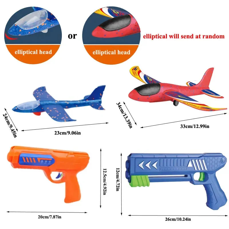 Kids 24/34cm Foam Plane Toy Gun Launcher Outdoor Toy for Boys Sport Catapult Game Children Girl Birthday Xmas Gifts