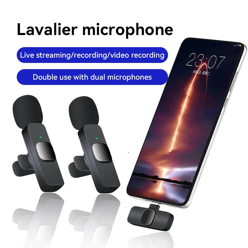 Portable Mini Wireless Lavalier Microphone K8 Intelligent Noise Reduction Audio Video Recording Live Broadcast for Phone