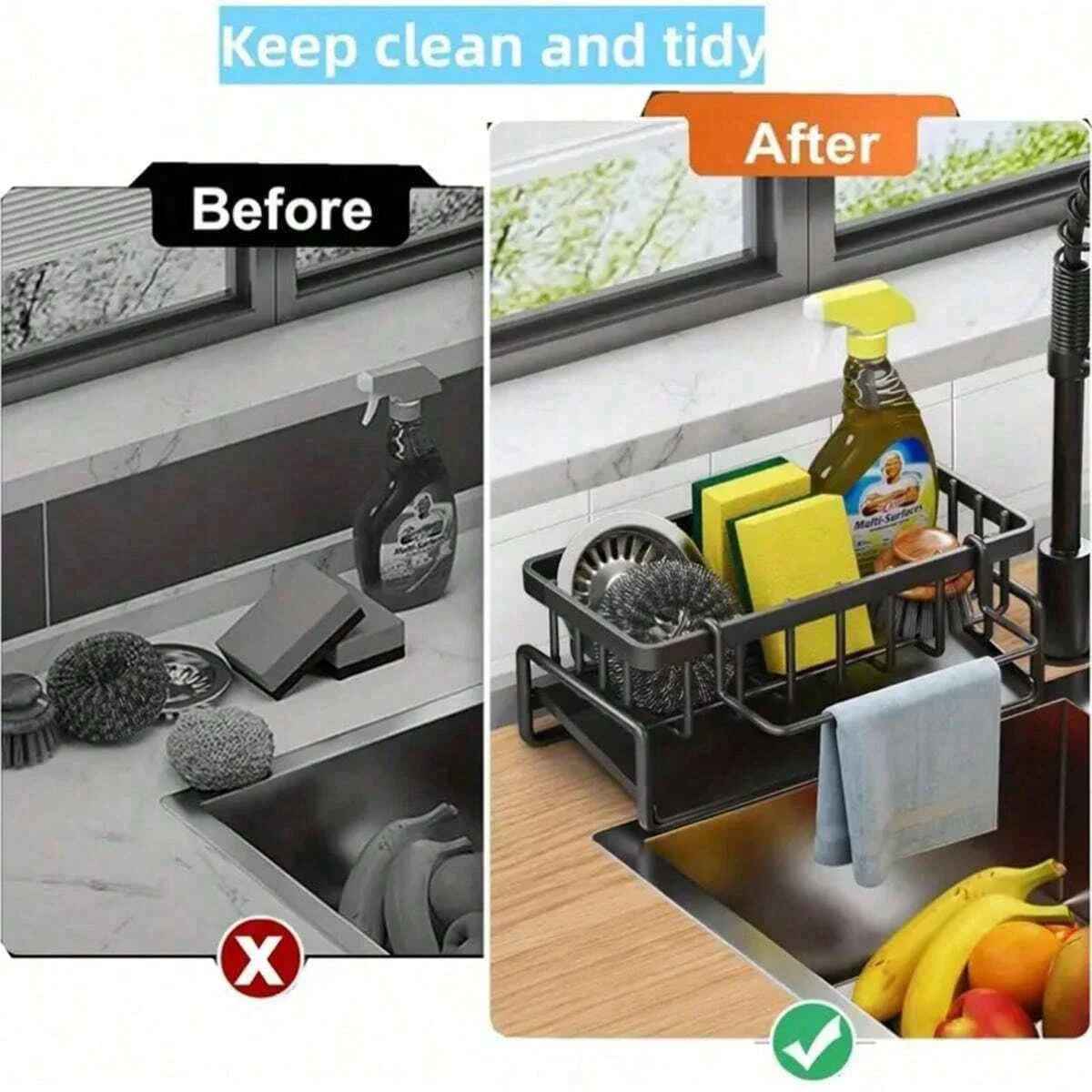 Kitchen Sink Drain Rack Organizer Plastic Self-draining Sink Shelf Soap Sponge Holder Dishcloth Towel Rack filter basket