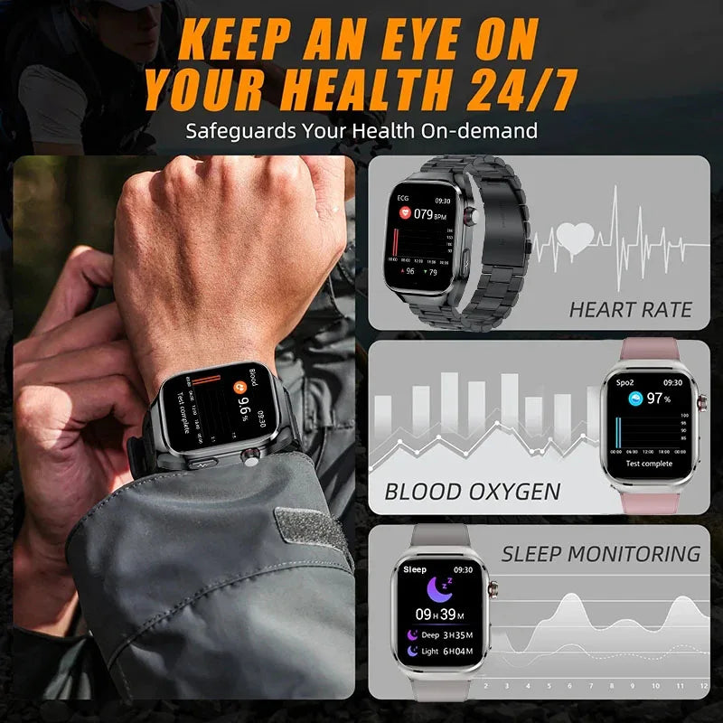 2025New Accurate Blood Fat Uric Acid Smart Watch Men Micro Physical Examination Five Organ HealthClock Bluetooth Call Smartwatch