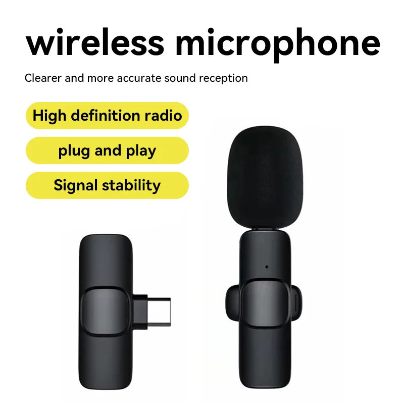 Portable Mini Wireless Lavalier Microphone K8 Intelligent Noise Reduction Audio Video Recording Live Broadcast for Phone