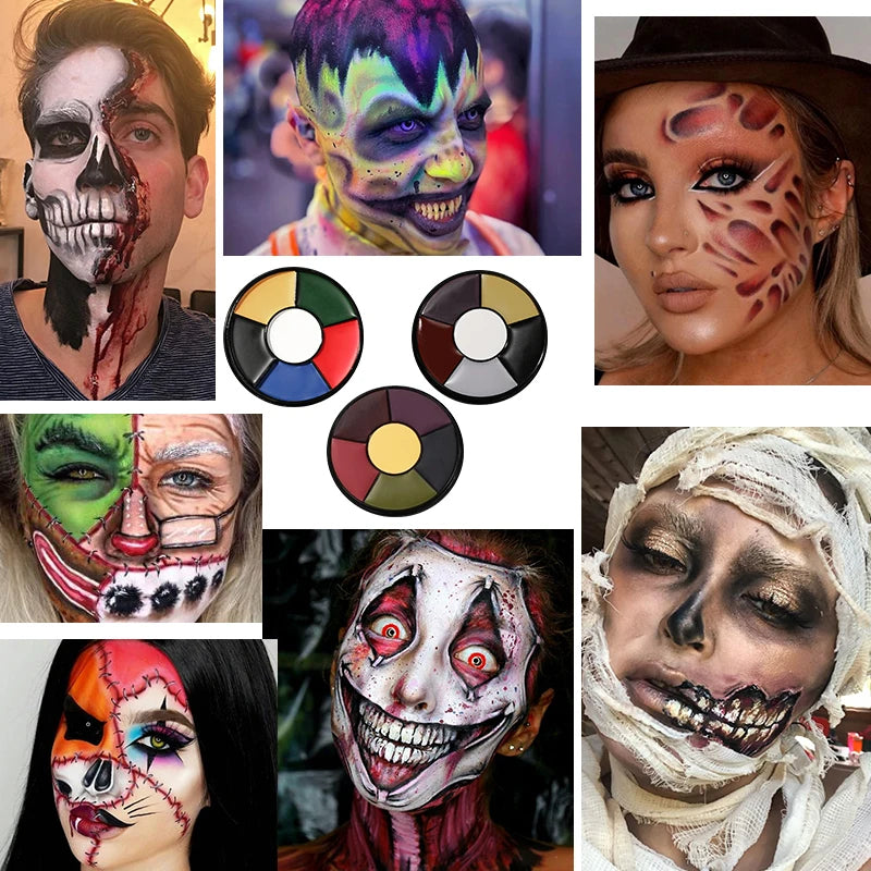6-color zombie makeup set, SFX face painting set, Halloween, horror costumes,long-lasting and non-toxic,realistic zombie effects