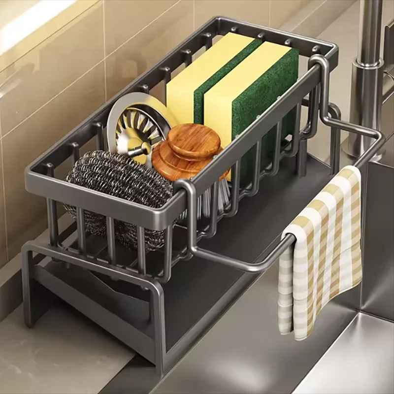 Kitchen Sink Drain Rack Organizer Plastic Self-draining Sink Shelf Soap Sponge Holder Dishcloth Towel Rack filter basket