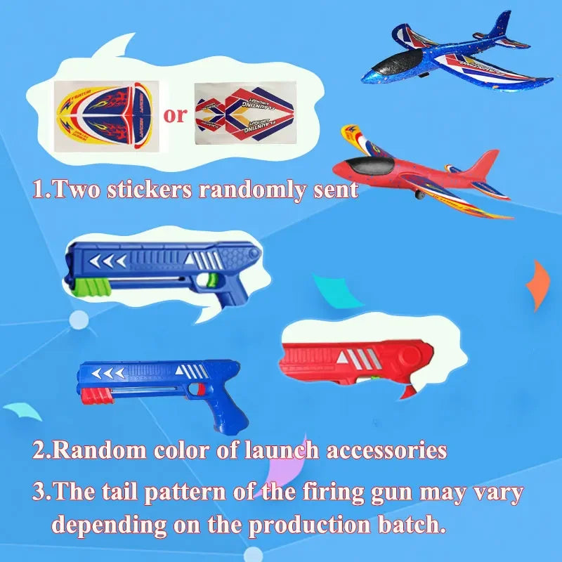 Kids 24/34cm Foam Plane Toy Gun Launcher Outdoor Toy for Boys Sport Catapult Game Children Girl Birthday Xmas Gifts