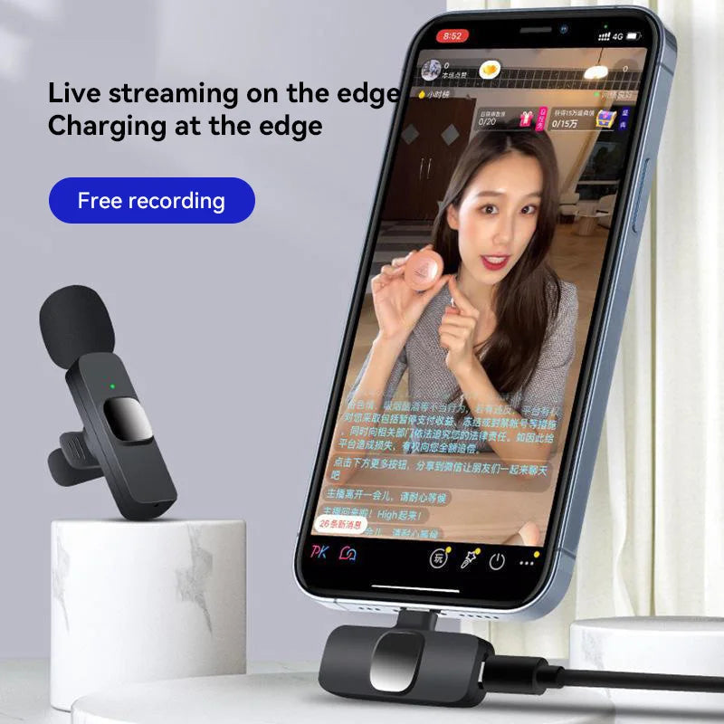 Portable Mini Wireless Lavalier Microphone K8 Intelligent Noise Reduction Audio Video Recording Live Broadcast for Phone