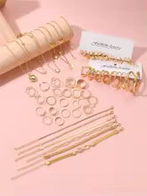 New 57 Pcs/Set Fashion Jewelry Sets For Women Metal Wide Face Earrings Necklaces Bracelets Ankles Rings Combinations Set Jewelry