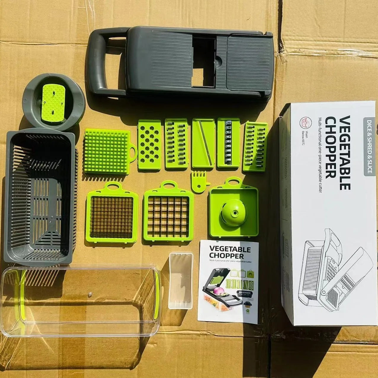 14pcs/16pcs Set,Vegetable Chopper, Multifunctional Fruit Slicer, Manual Food Grater, Vegetable Slicer, Cutter With Container