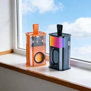 Transparent Mecha Bluetooth Speaker Wireless Bluetooth 5.3 Double Bass Diaphragm Subwoofer Music TWS RGB Light Mini Loudspeaker