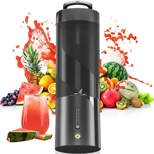 450ml portable fresh juice juicer, USB rechargeable wireless home smoothie blender with stainless steel blades