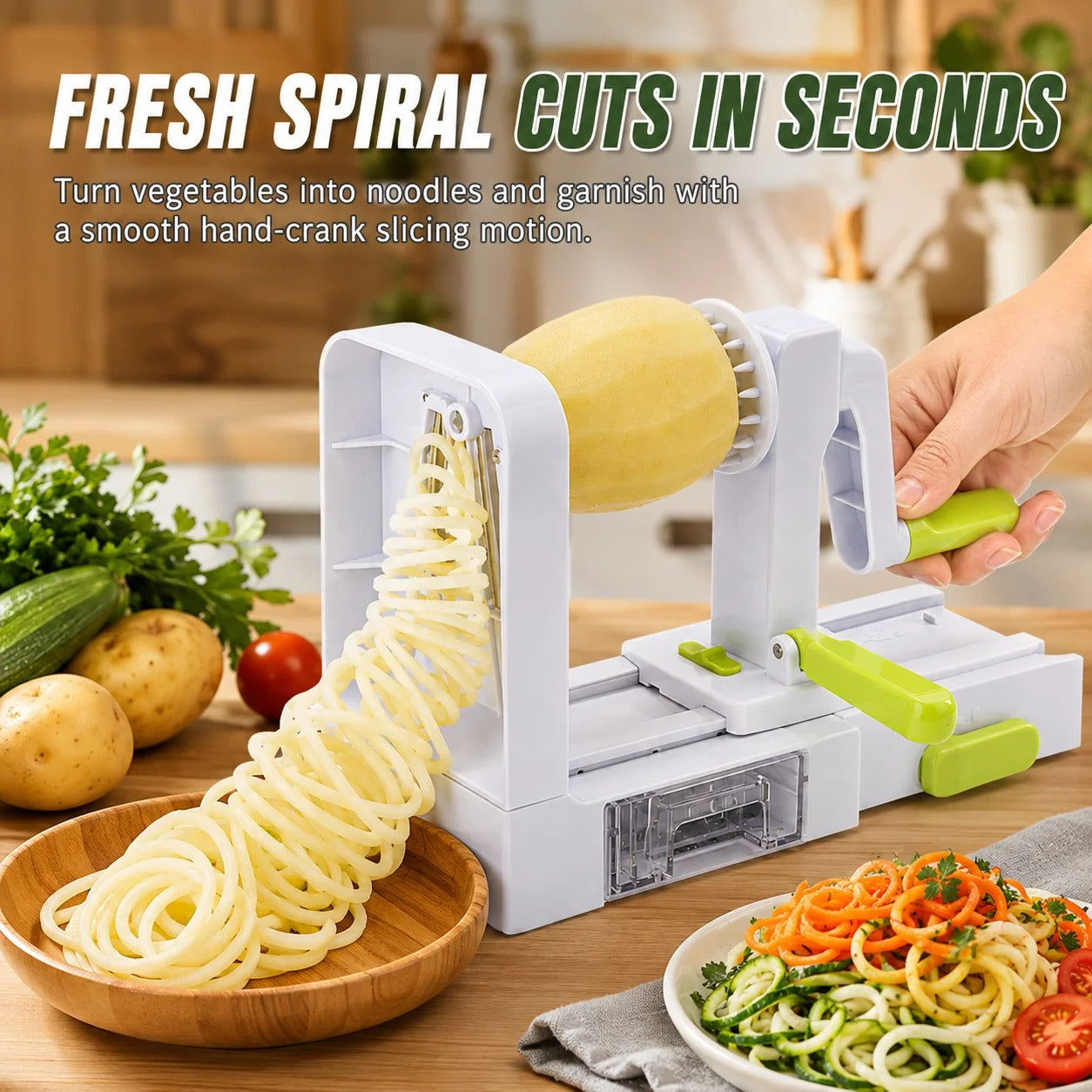 5 in 1 Hand Crank Vegetable Spiralizer Slicer Zucchini Noodle Maker Rotary Carrot Potato Shredder With 5 Blades Kitchen Tools