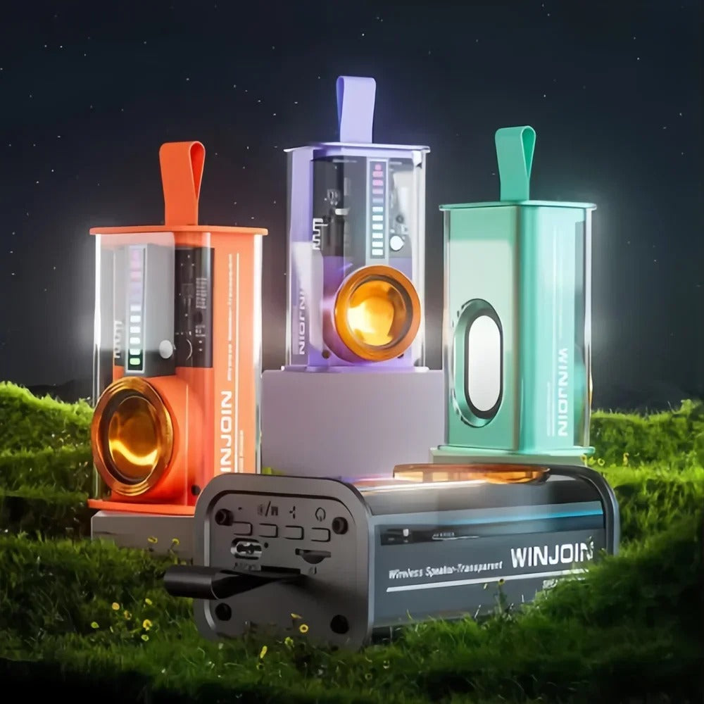 Transparent Mecha Bluetooth Speaker Wireless Bluetooth 5.3 Double Bass Diaphragm Subwoofer Music TWS RGB Light Mini Loudspeaker