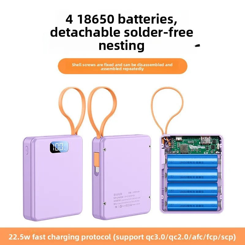 Power Bank Cases 10W Battery Holder Portable 22.5W Type C Fast Charging Shell for iPhone Xiaomi With Charging Cable