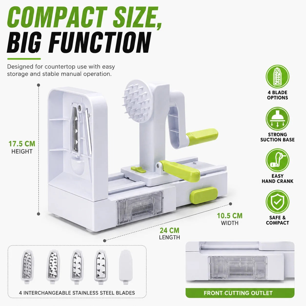 5 in 1 Hand Crank Vegetable Spiralizer Slicer Zucchini Noodle Maker Rotary Carrot Potato Shredder With 5 Blades Kitchen Tools