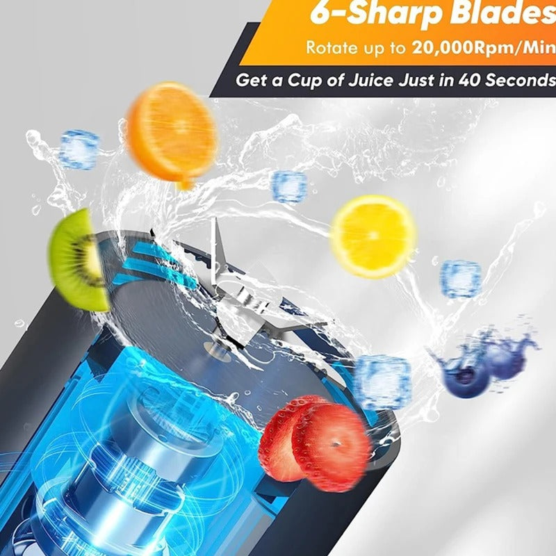 450ml portable fresh juice juicer, USB rechargeable wireless home smoothie blender with stainless steel blades