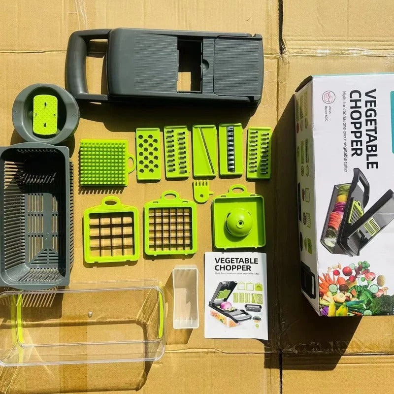 14pcs/16pcs Set,Vegetable Chopper, Multifunctional Fruit Slicer, Manual Food Grater, Vegetable Slicer, Cutter With Container