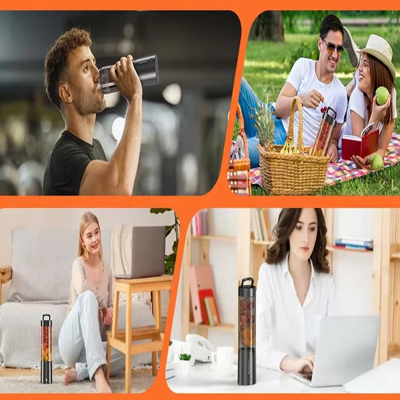 450ml portable fresh juice juicer, USB rechargeable wireless home smoothie blender with stainless steel blades